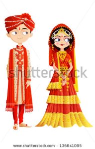 stock-vector-easy-to-edit-vector-illustration-of-indian-wedding-couple-136641095